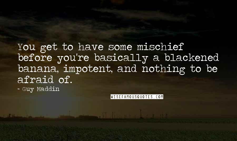 Guy Maddin Quotes: You get to have some mischief before you're basically a blackened banana, impotent, and nothing to be afraid of.