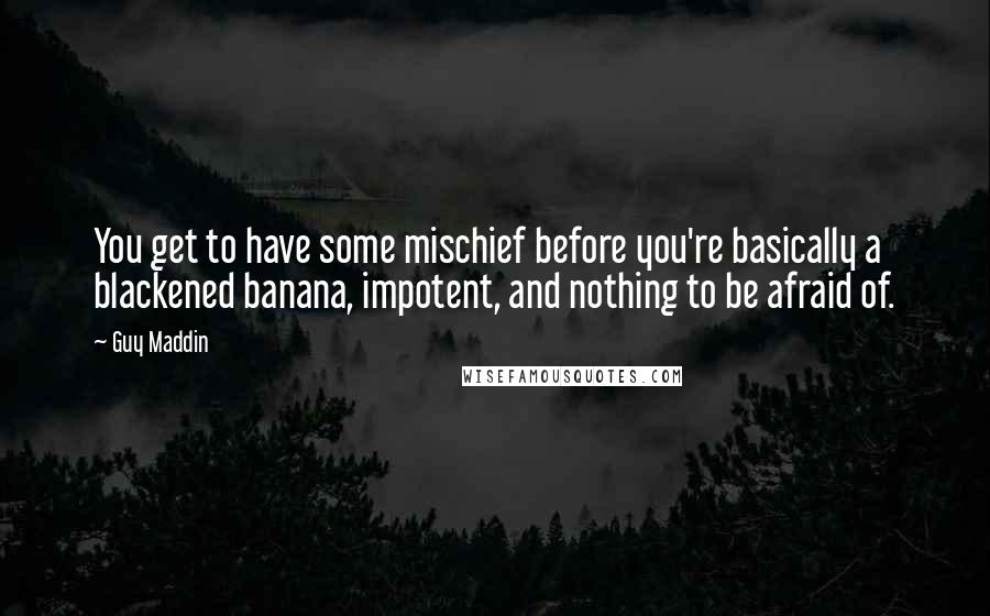 Guy Maddin Quotes: You get to have some mischief before you're basically a blackened banana, impotent, and nothing to be afraid of.