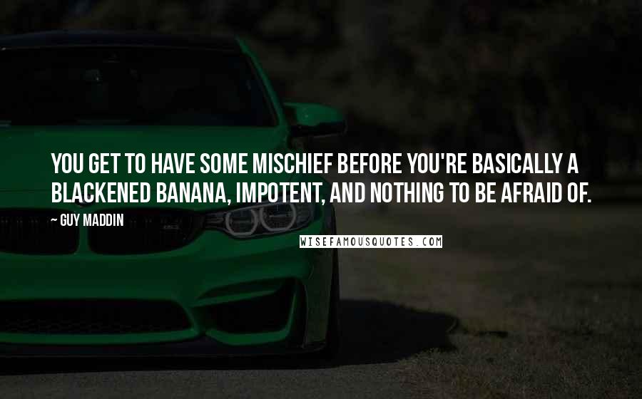 Guy Maddin Quotes: You get to have some mischief before you're basically a blackened banana, impotent, and nothing to be afraid of.