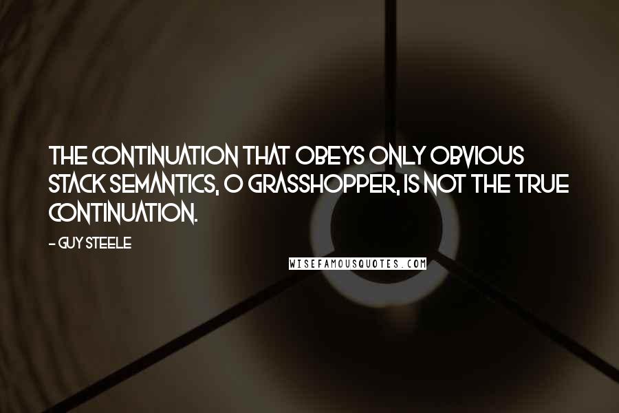 Guy Steele Quotes: The continuation that obeys only obvious stack semantics, O grasshopper, is not the true continuation.