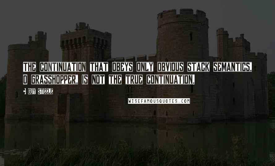 Guy Steele Quotes: The continuation that obeys only obvious stack semantics, O grasshopper, is not the true continuation.