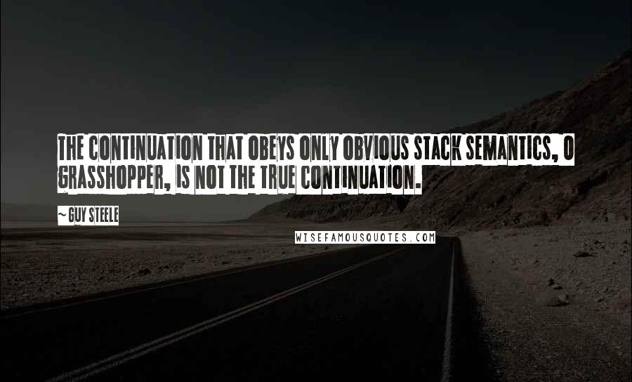 Guy Steele Quotes: The continuation that obeys only obvious stack semantics, O grasshopper, is not the true continuation.