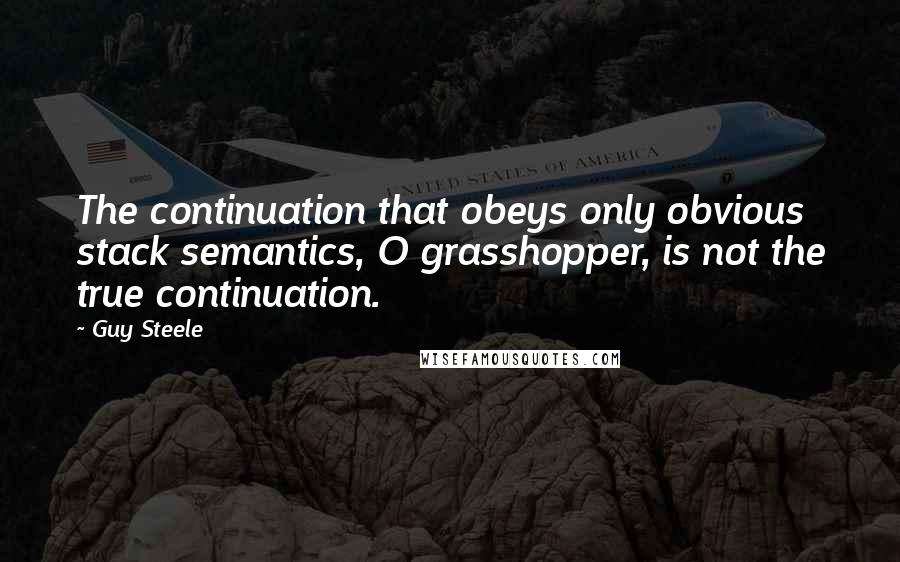 Guy Steele Quotes: The continuation that obeys only obvious stack semantics, O grasshopper, is not the true continuation.