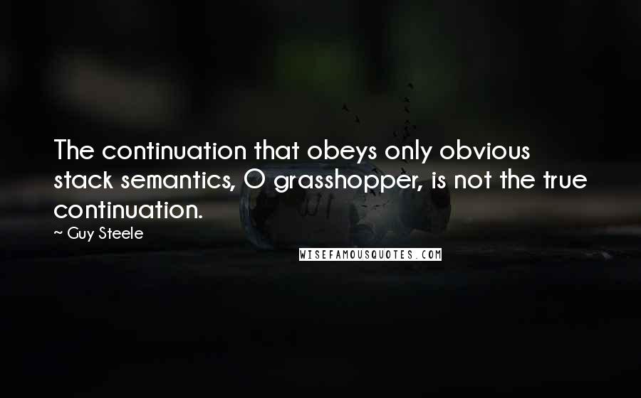 Guy Steele Quotes: The continuation that obeys only obvious stack semantics, O grasshopper, is not the true continuation.