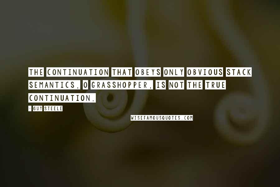 Guy Steele Quotes: The continuation that obeys only obvious stack semantics, O grasshopper, is not the true continuation.