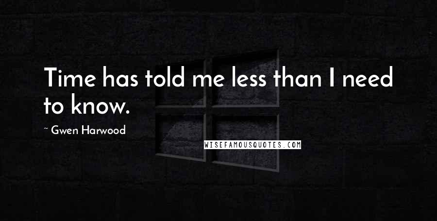 Gwen Harwood Quotes: Time has told me less than I need to know.