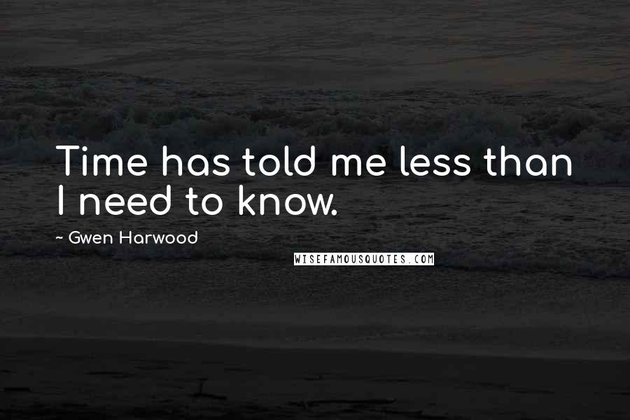 Gwen Harwood Quotes: Time has told me less than I need to know.