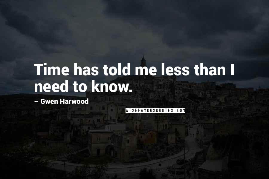 Gwen Harwood Quotes: Time has told me less than I need to know.