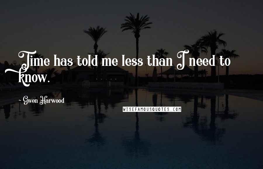 Gwen Harwood Quotes: Time has told me less than I need to know.