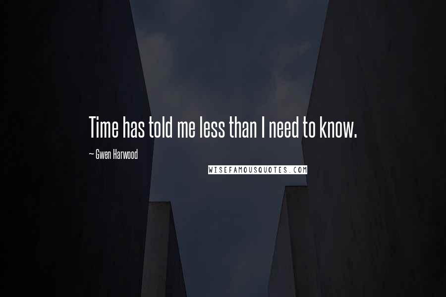 Gwen Harwood Quotes: Time has told me less than I need to know.