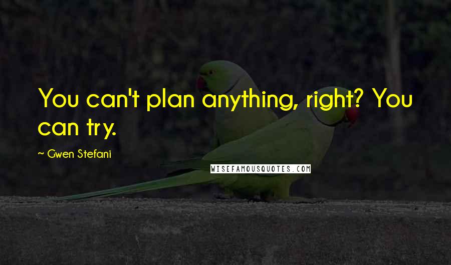 Gwen Stefani Quotes: You can't plan anything, right? You can try.