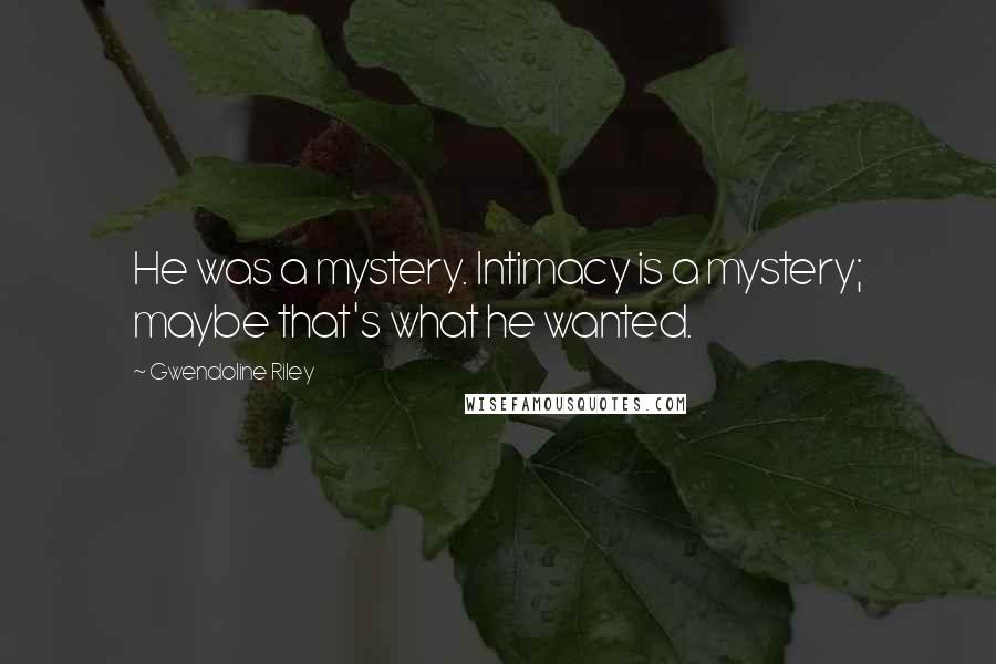 Gwendoline Riley Quotes: He was a mystery. Intimacy is a mystery; maybe that's what he wanted.