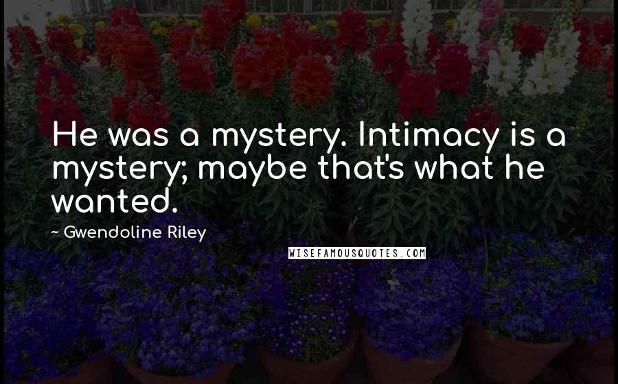 Gwendoline Riley Quotes: He was a mystery. Intimacy is a mystery; maybe that's what he wanted.