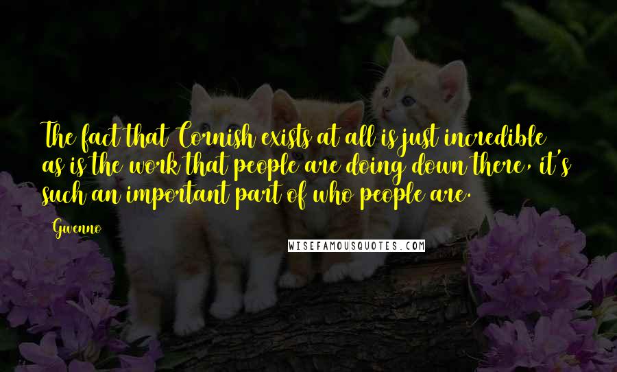 Gwenno Quotes: The fact that Cornish exists at all is just incredible as is the work that people are doing down there, it's such an important part of who people are.