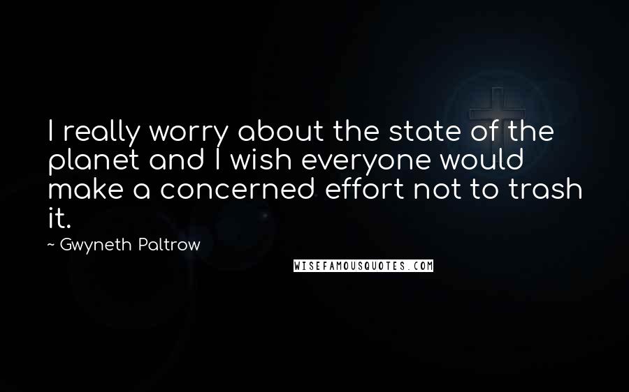 Gwyneth Paltrow Quotes: I really worry about the state of the planet and I wish everyone would make a concerned effort not to trash it.