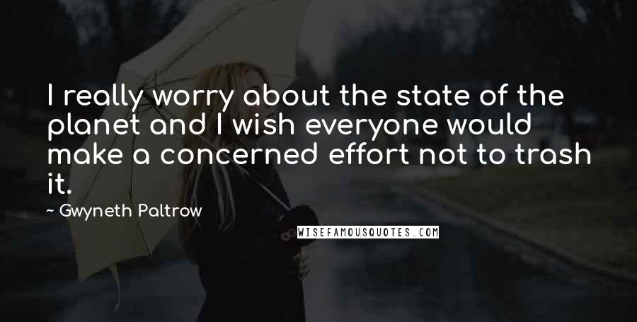 Gwyneth Paltrow Quotes: I really worry about the state of the planet and I wish everyone would make a concerned effort not to trash it.