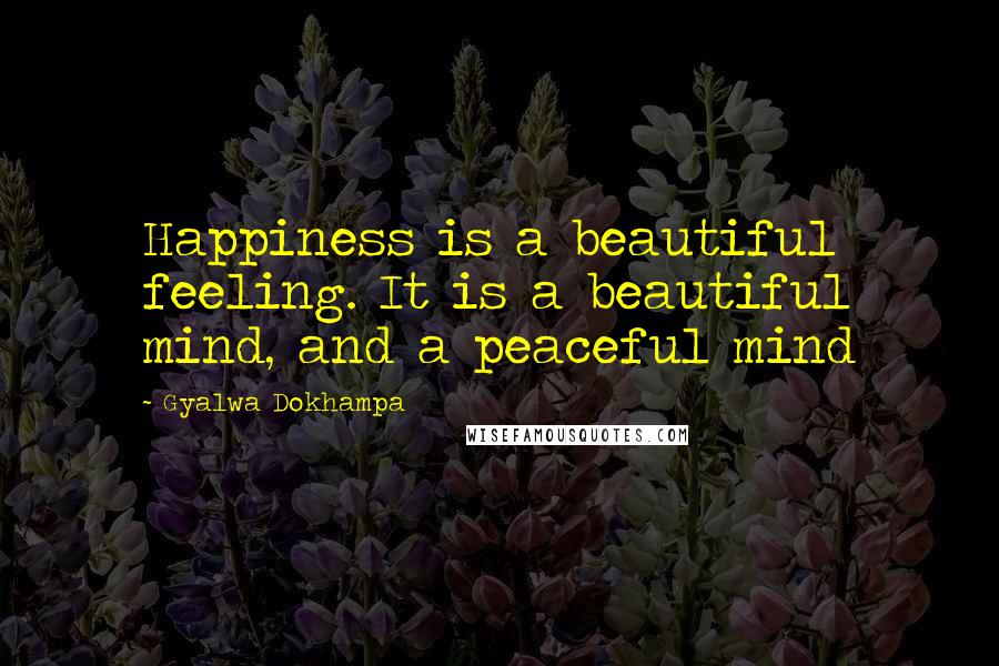 Gyalwa Dokhampa Quotes: Happiness is a beautiful feeling. It is a beautiful mind, and a peaceful mind