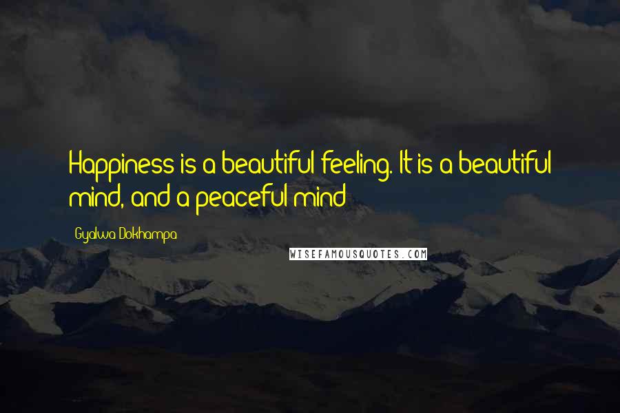 Gyalwa Dokhampa Quotes: Happiness is a beautiful feeling. It is a beautiful mind, and a peaceful mind