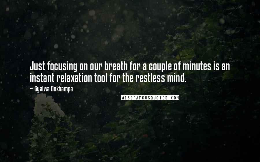 Gyalwa Dokhampa Quotes: Just focusing on our breath for a couple of minutes is an instant relaxation tool for the restless mind.