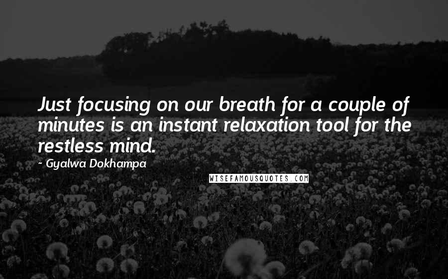 Gyalwa Dokhampa Quotes: Just focusing on our breath for a couple of minutes is an instant relaxation tool for the restless mind.