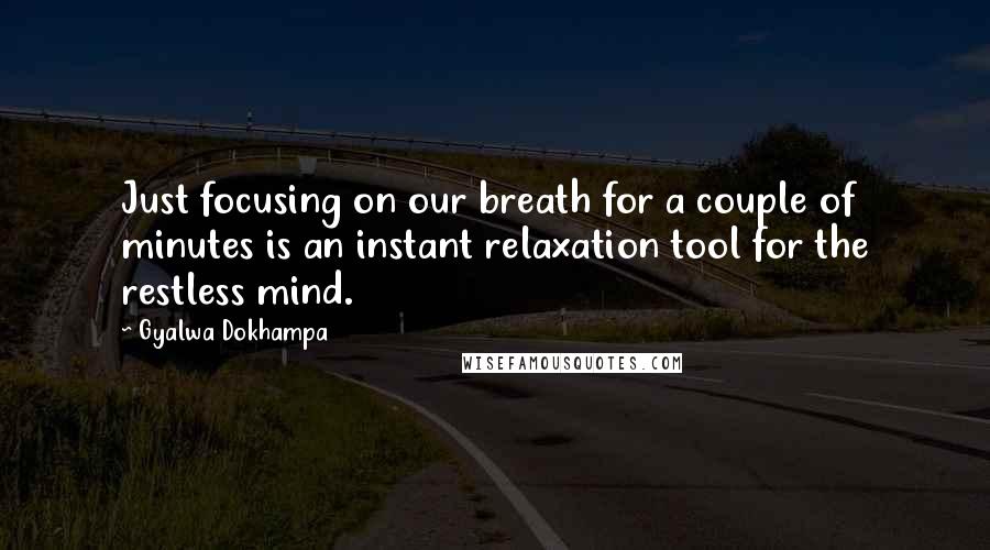 Gyalwa Dokhampa Quotes: Just focusing on our breath for a couple of minutes is an instant relaxation tool for the restless mind.