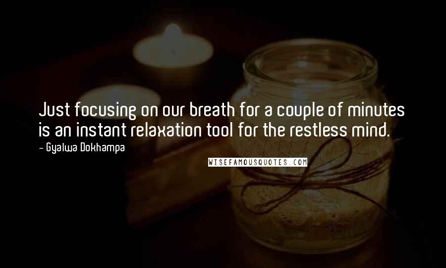 Gyalwa Dokhampa Quotes: Just focusing on our breath for a couple of minutes is an instant relaxation tool for the restless mind.