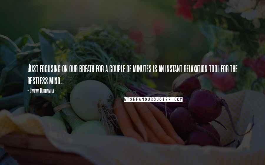 Gyalwa Dokhampa Quotes: Just focusing on our breath for a couple of minutes is an instant relaxation tool for the restless mind.