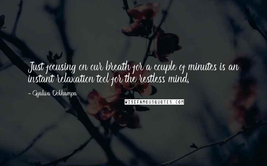 Gyalwa Dokhampa Quotes: Just focusing on our breath for a couple of minutes is an instant relaxation tool for the restless mind.