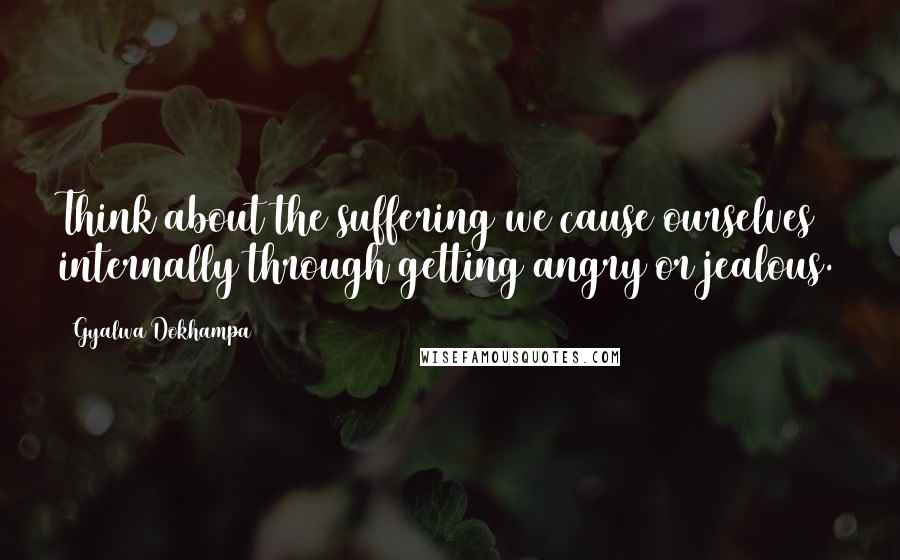 Gyalwa Dokhampa Quotes: Think about the suffering we cause ourselves internally through getting angry or jealous.