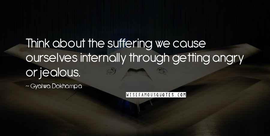 Gyalwa Dokhampa Quotes: Think about the suffering we cause ourselves internally through getting angry or jealous.