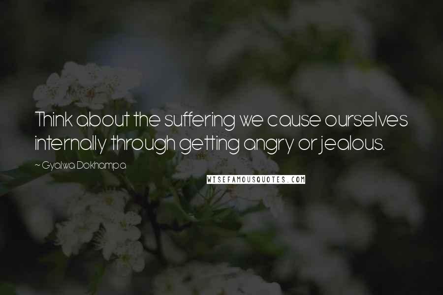Gyalwa Dokhampa Quotes: Think about the suffering we cause ourselves internally through getting angry or jealous.
