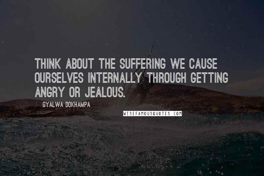 Gyalwa Dokhampa Quotes: Think about the suffering we cause ourselves internally through getting angry or jealous.