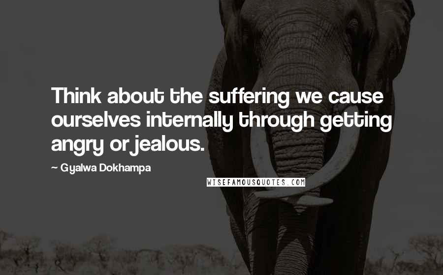 Gyalwa Dokhampa Quotes: Think about the suffering we cause ourselves internally through getting angry or jealous.