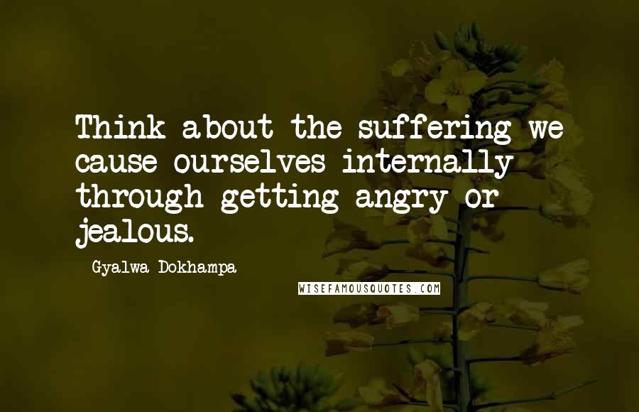 Gyalwa Dokhampa Quotes: Think about the suffering we cause ourselves internally through getting angry or jealous.