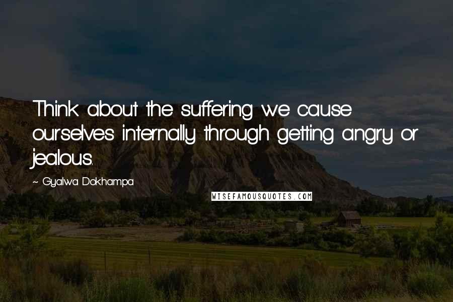 Gyalwa Dokhampa Quotes: Think about the suffering we cause ourselves internally through getting angry or jealous.