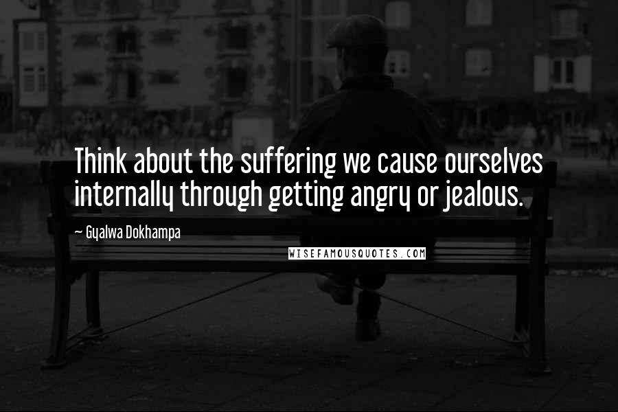 Gyalwa Dokhampa Quotes: Think about the suffering we cause ourselves internally through getting angry or jealous.