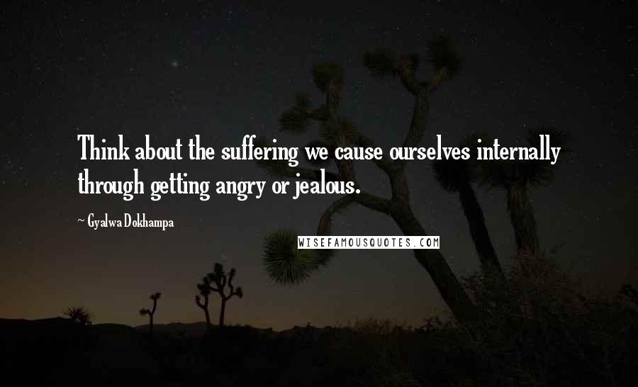 Gyalwa Dokhampa Quotes: Think about the suffering we cause ourselves internally through getting angry or jealous.