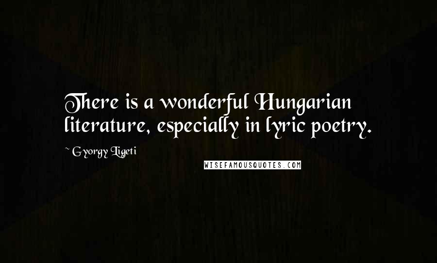 Gyorgy Ligeti Quotes: There is a wonderful Hungarian literature, especially in lyric poetry.