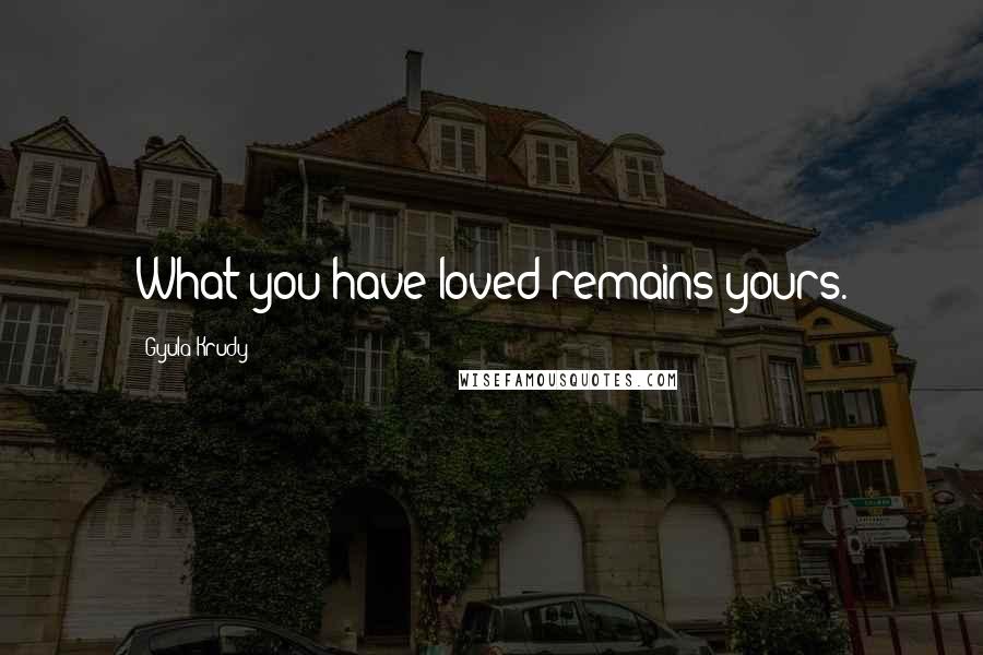 Gyula Krudy Quotes: What you have loved remains yours.