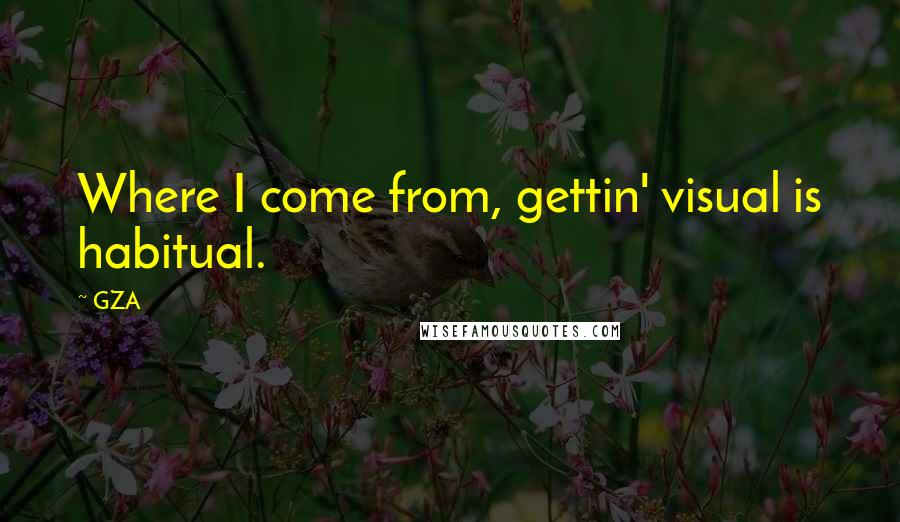 GZA Quotes: Where I come from, gettin' visual is habitual.