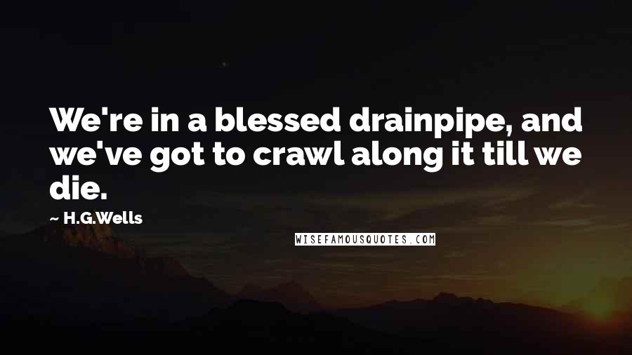 H.G.Wells Quotes: We're in a blessed drainpipe, and we've got to crawl along it till we die.