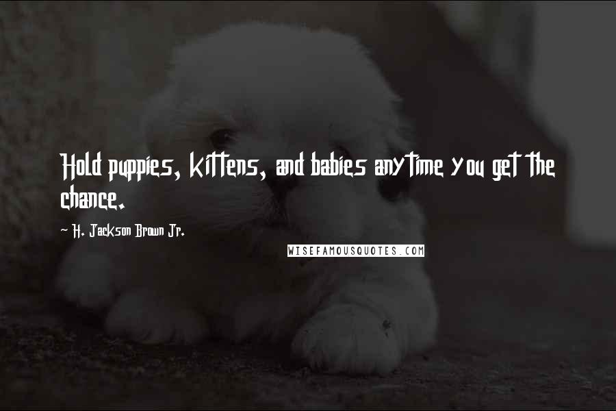 H. Jackson Brown Jr. Quotes: Hold puppies, kittens, and babies anytime you get the chance.