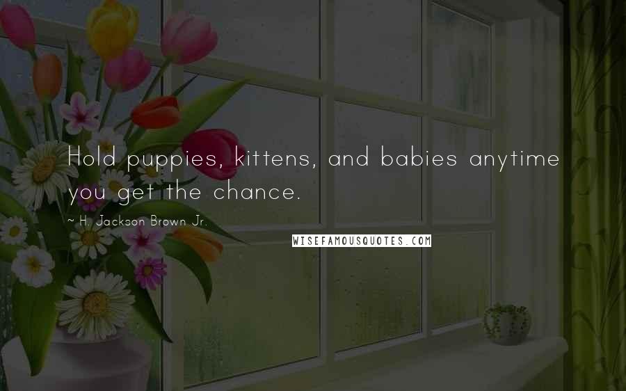 H. Jackson Brown Jr. Quotes: Hold puppies, kittens, and babies anytime you get the chance.