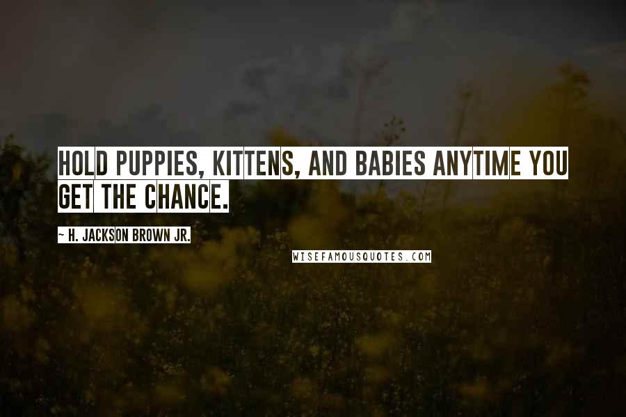 H. Jackson Brown Jr. Quotes: Hold puppies, kittens, and babies anytime you get the chance.