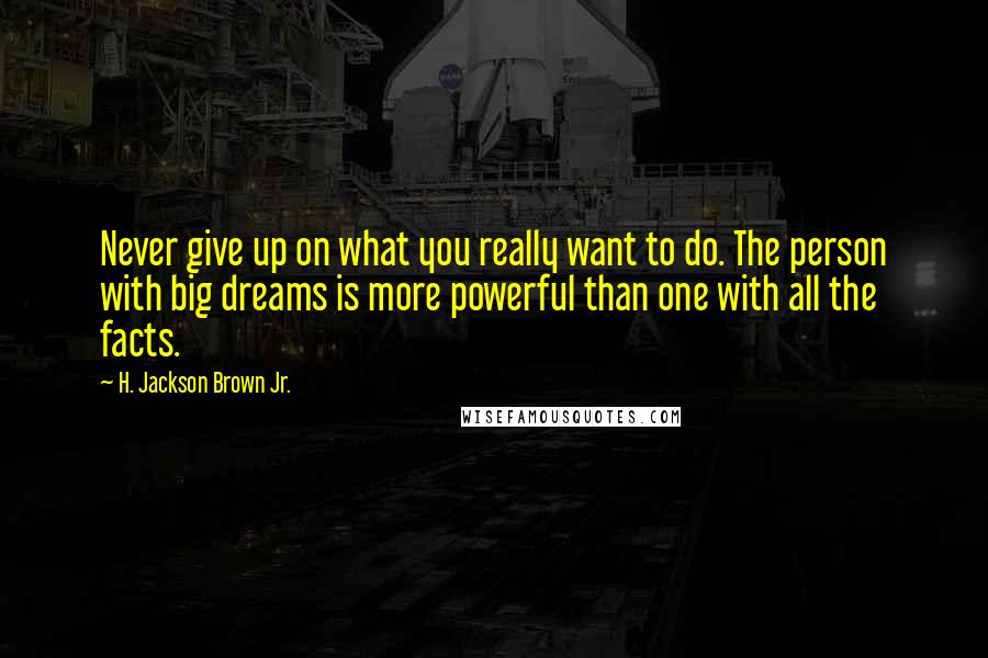 H. Jackson Brown Jr. Quotes: Never give up on what you really want to do. The person with big dreams is more powerful than one with all the facts.