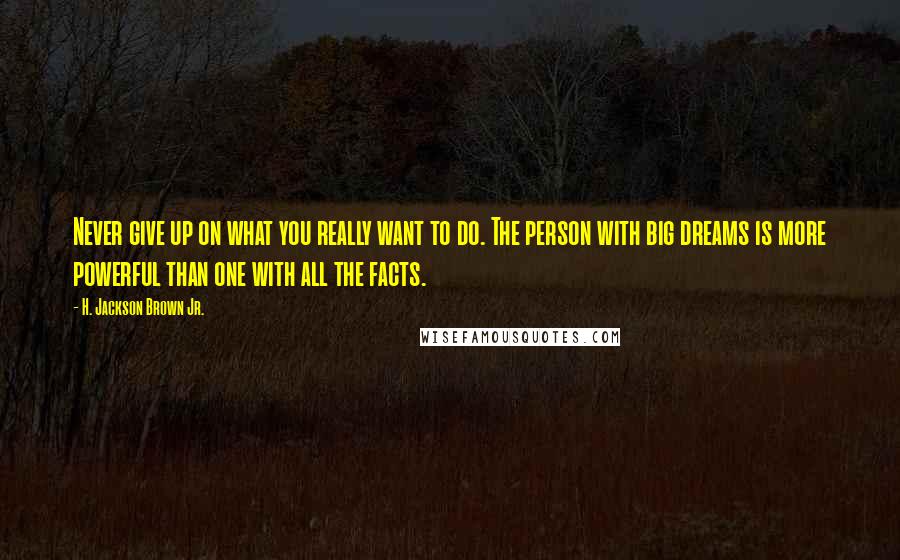 H. Jackson Brown Jr. Quotes: Never give up on what you really want to do. The person with big dreams is more powerful than one with all the facts.