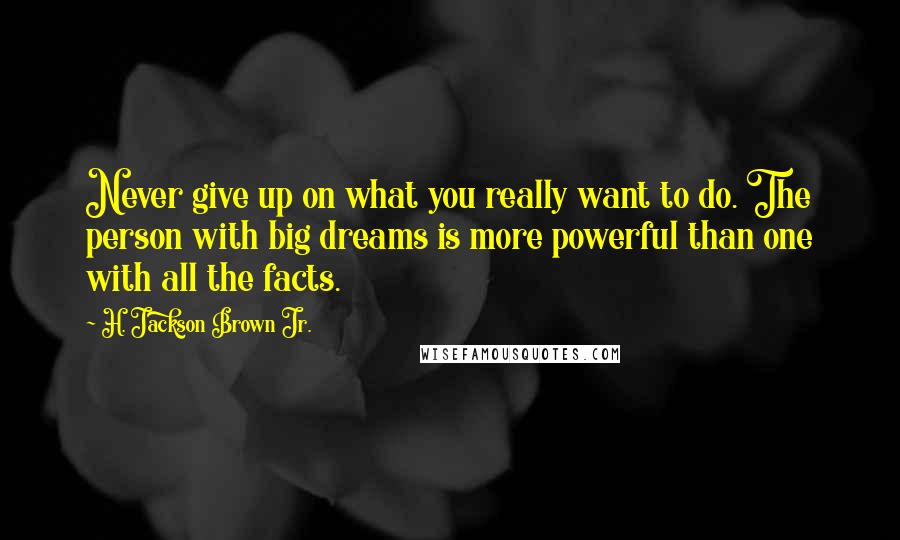 H. Jackson Brown Jr. Quotes: Never give up on what you really want to do. The person with big dreams is more powerful than one with all the facts.