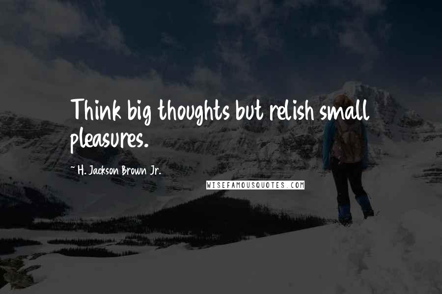 H. Jackson Brown Jr. Quotes: Think big thoughts but relish small pleasures.