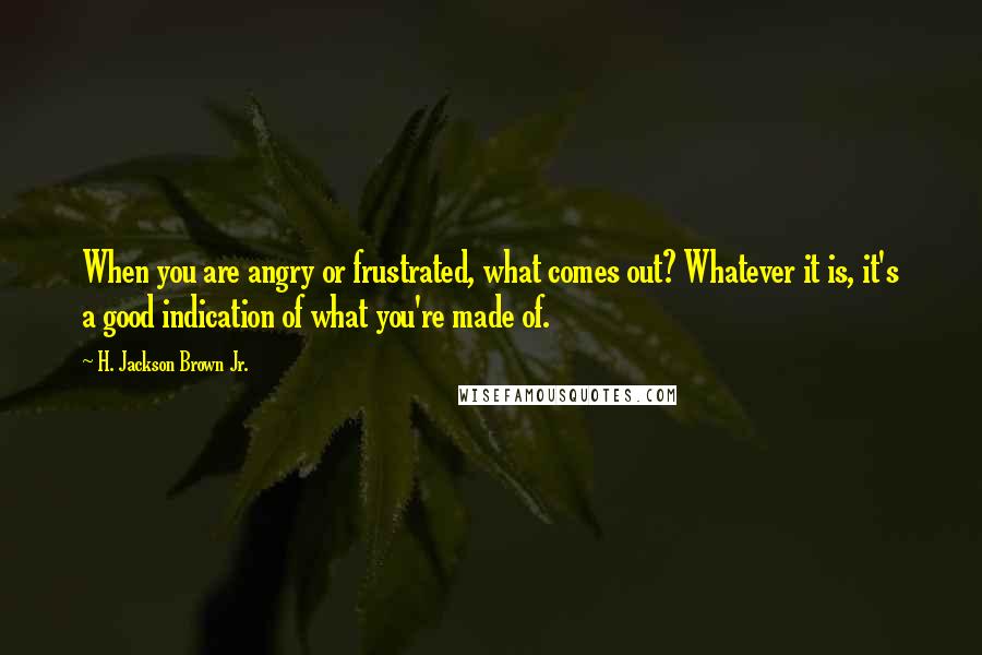 H. Jackson Brown Jr. Quotes: When you are angry or frustrated, what comes out? Whatever it is, it's a good indication of what you're made of.