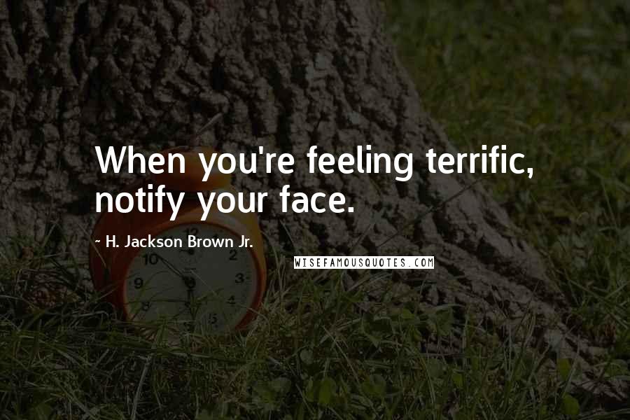 H. Jackson Brown Jr. Quotes: When you're feeling terrific, notify your face.